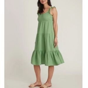 NWT Marine Layer Midi Jude Flutter Sleeve Dress in Jade Sheen